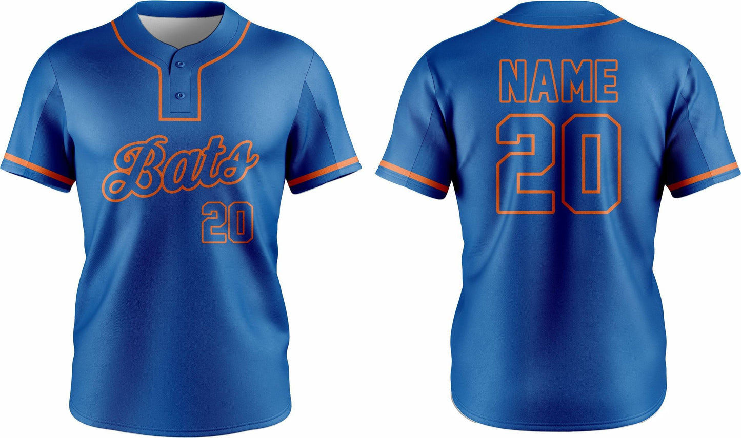 Baseball Two Button Jersey 14 – Customizable Name & Number | Breathable & Comfortable Sportswear