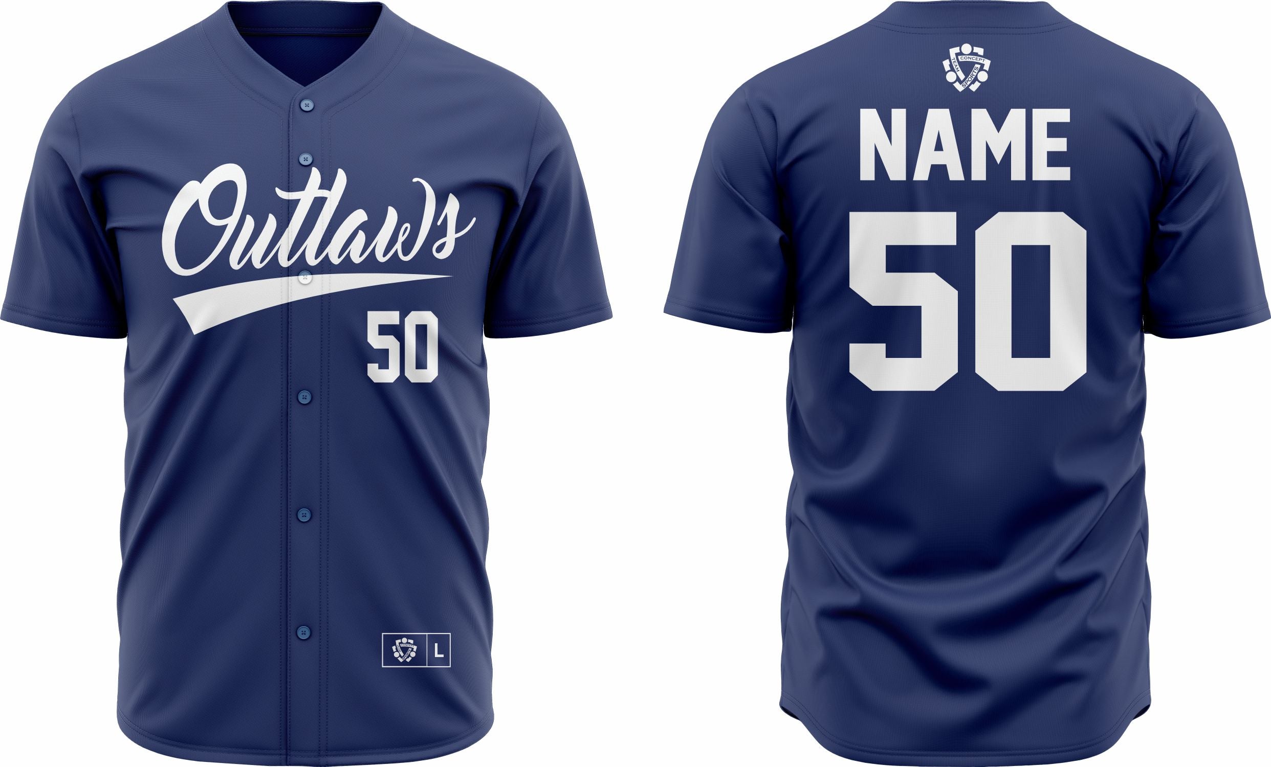 Baseball Jersey 44 – Customizable Name & Number | Breathable & Comfortable Sportswear - Team Concept Sports