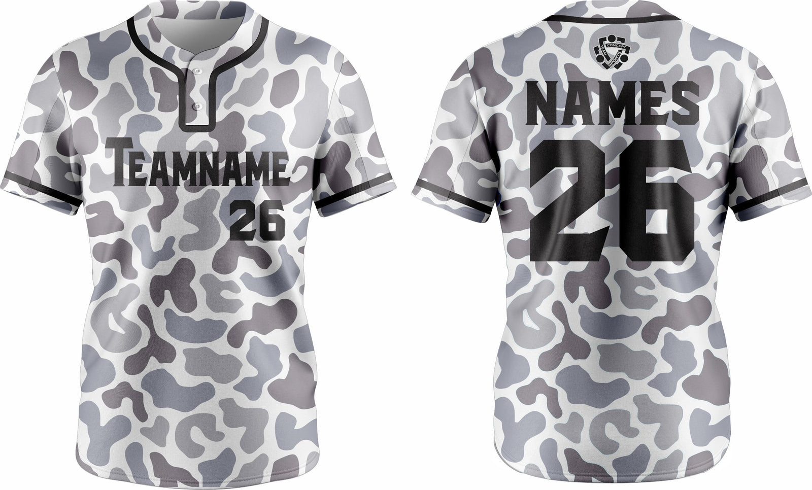 Baseball Two Button Jersey 04 – Customizable Name & Number | Breathable & Comfortable Sportswear - Team Concept Sports