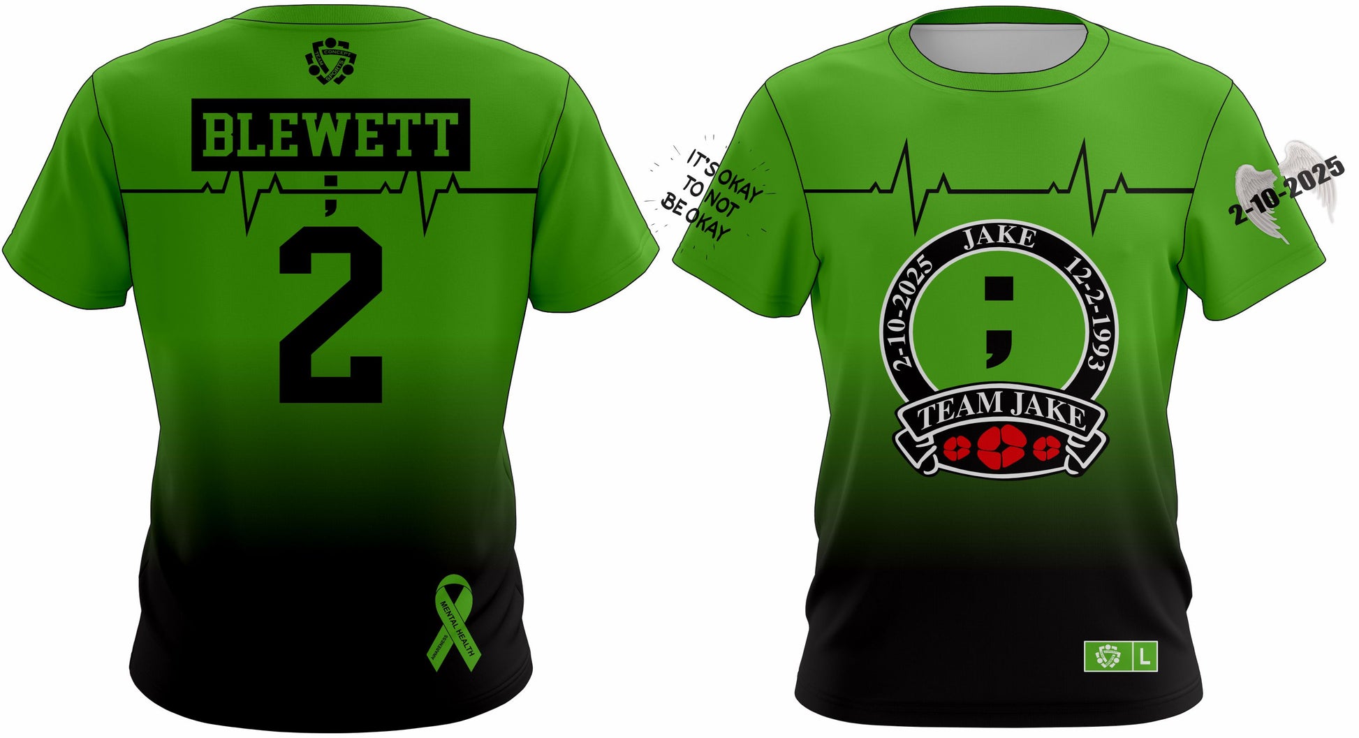 Custom Softball Jersey - Personalized Team Gear in green and black with player name, number, and memorial graphics. Breathable and durable for gameplay.